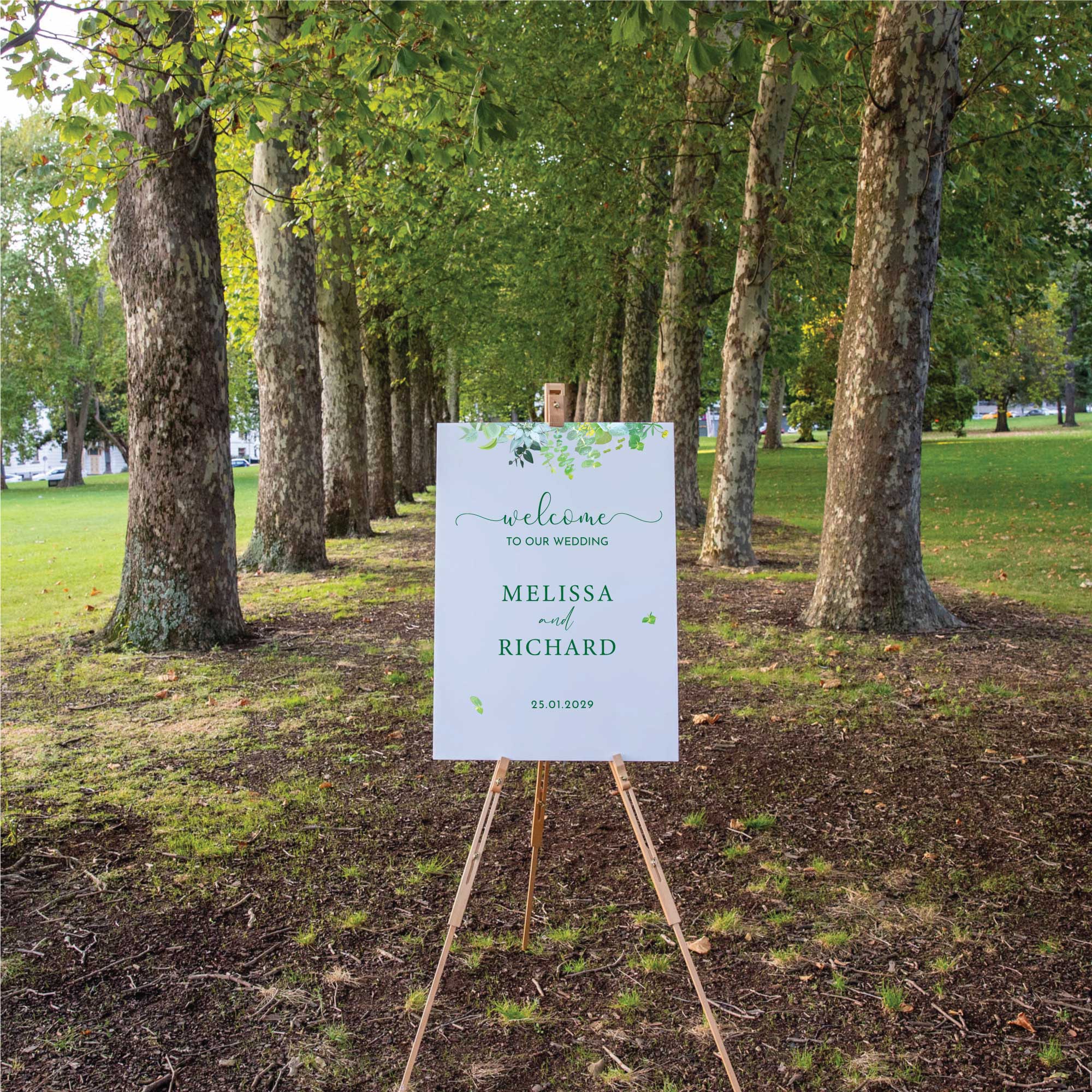Printed Wedding Welcome sign | White Portrait