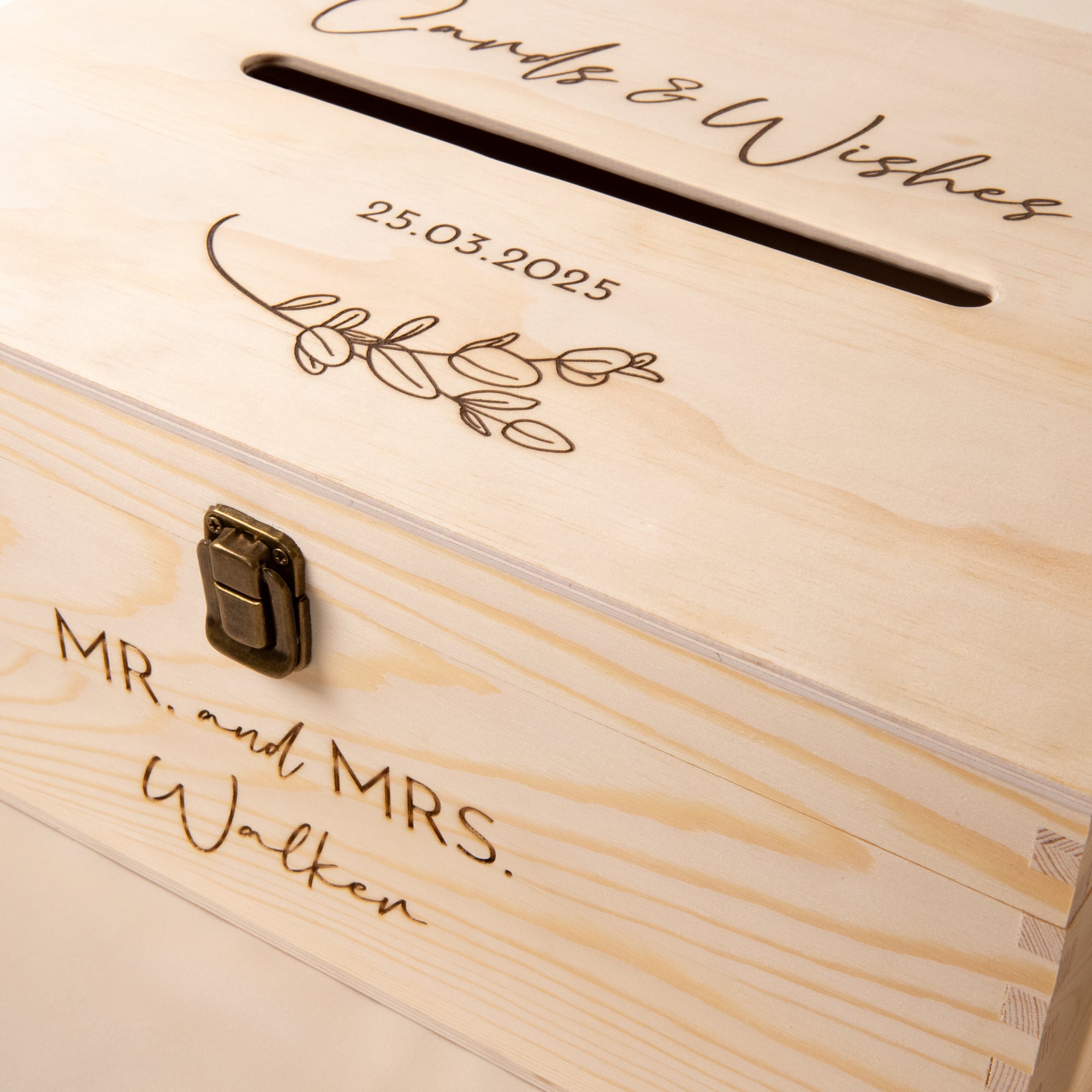 Personalised Wooden Wishing Well Box | Leaf