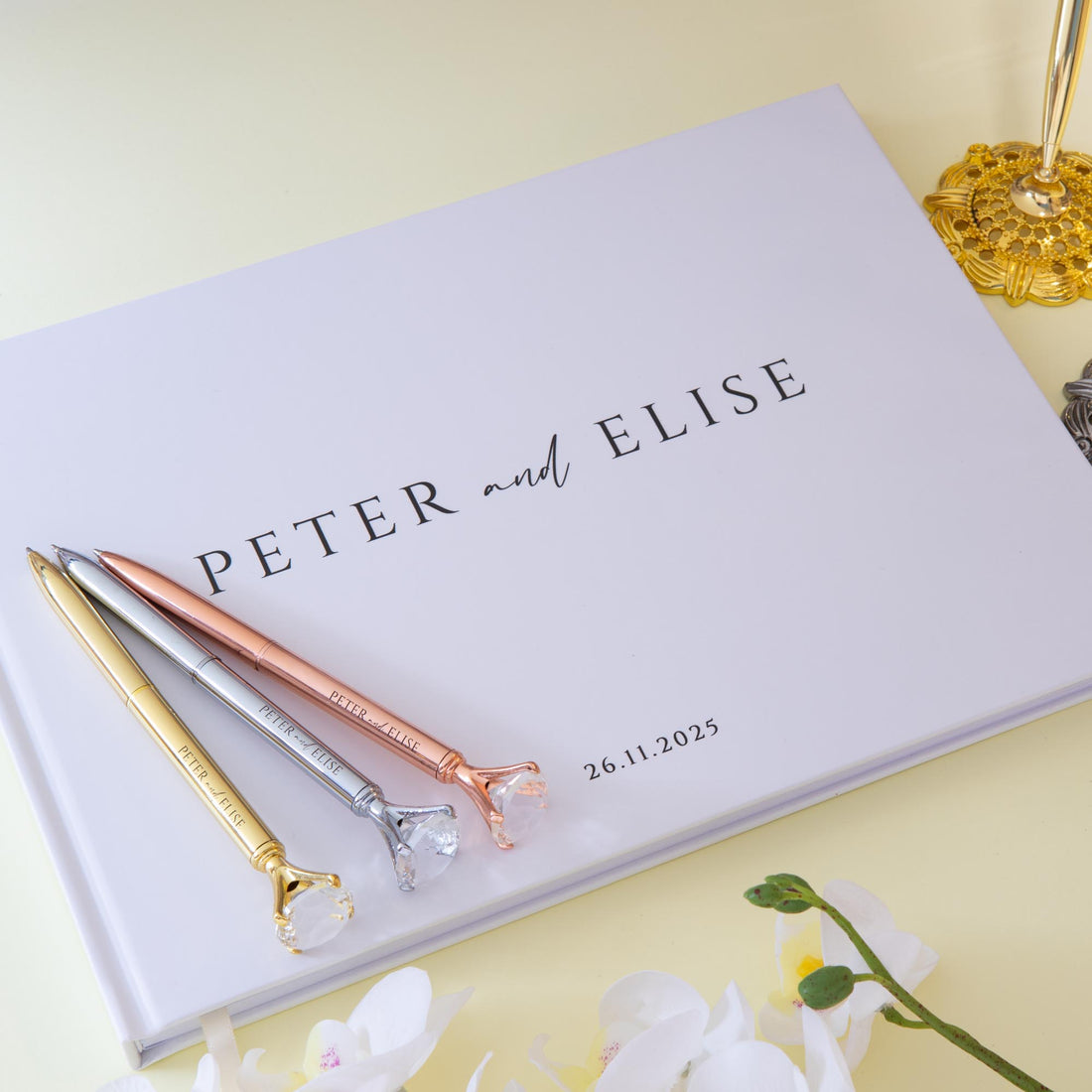 Personalized Wedding Guest Book, White Hard Cover Photo Album