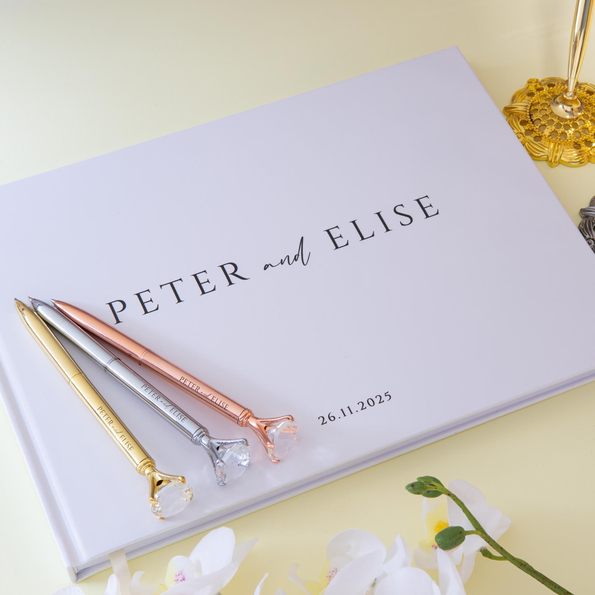 Personalized Wedding Guest Book, White Hard Cover Photo Album