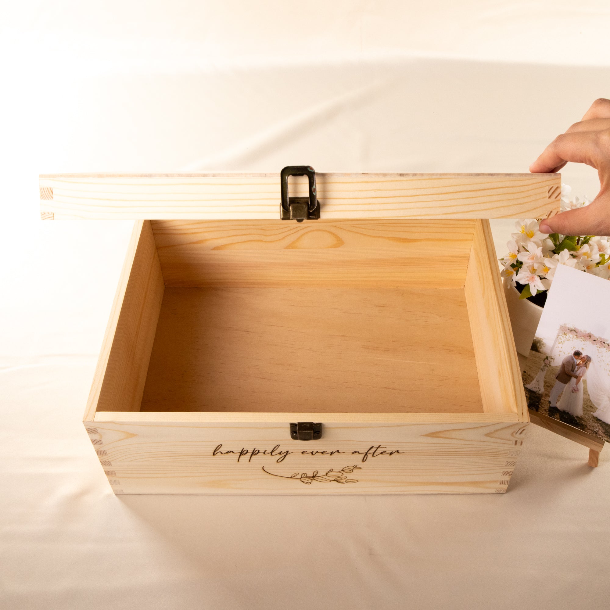 Personalised Wooden Wishing Well Box | Double Hearts