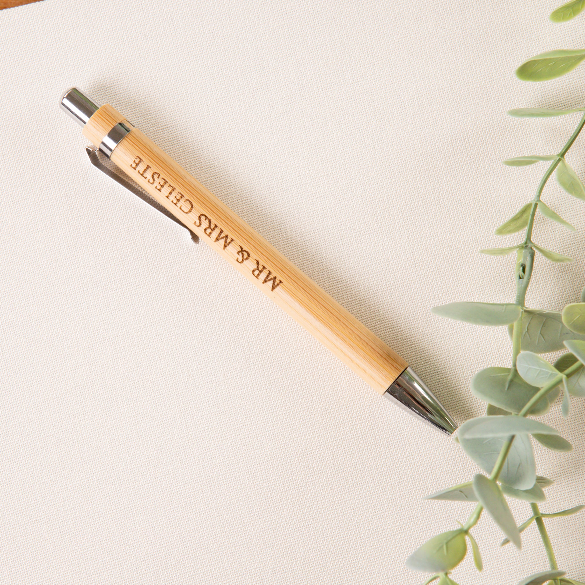 Personalised Bamboo Ball Point Pen, Laser Engraved