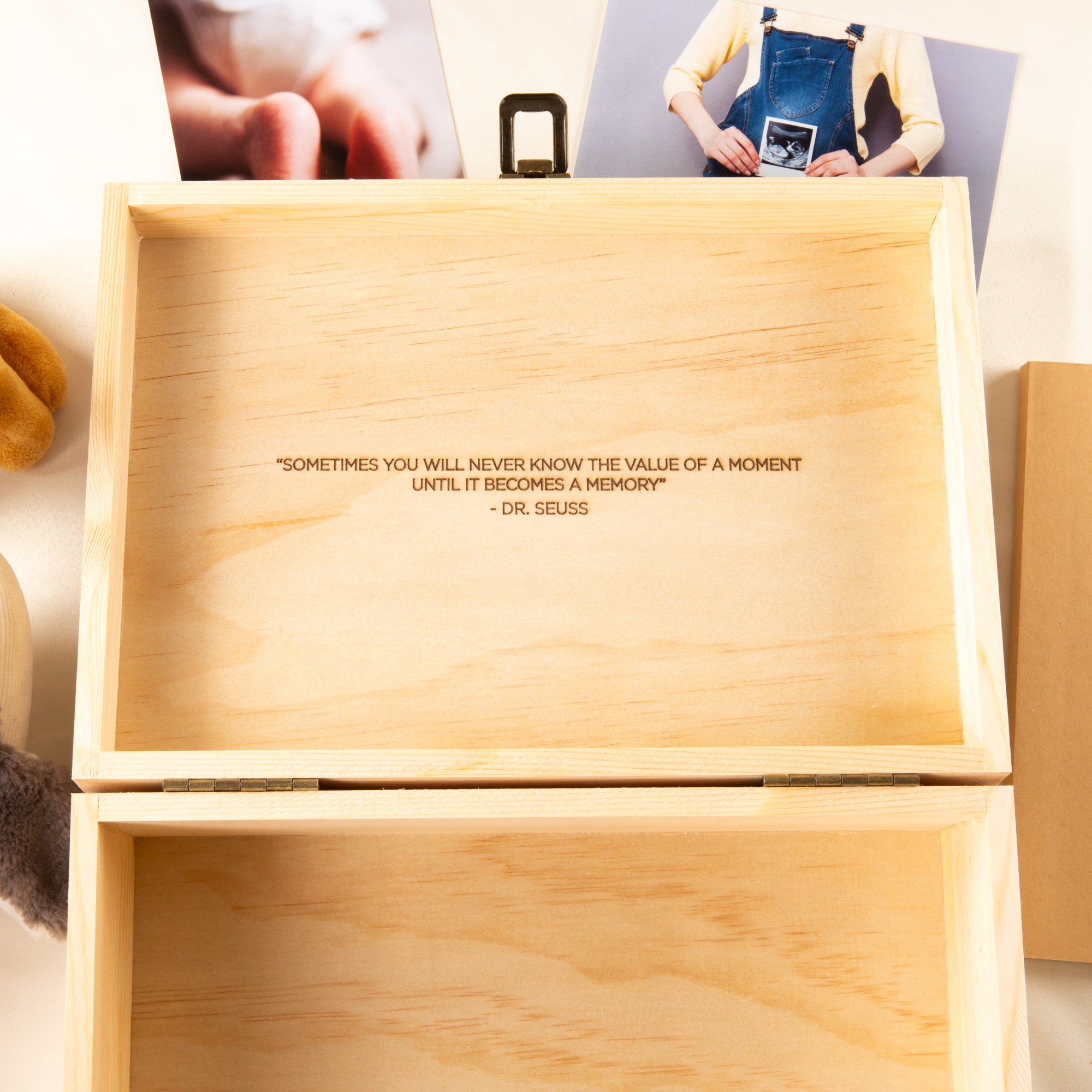 Personalized Wooden Baby Keepsake Box, Laser Engraved