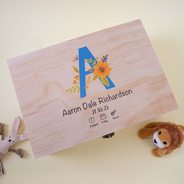 Personalized Wooden Baby Keepsake Box, Newborn Gift