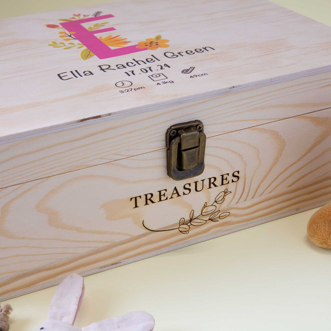 Personalized Wooden Baby Keepsake Box, Printed Memory Box