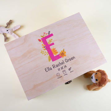 Personalized Wooden Baby Keepsake Box, Printed Memory Box