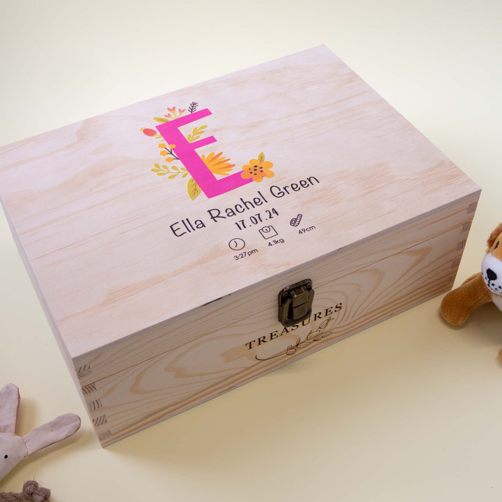 Personalized Wooden Baby Keepsake Box, Printed Memory Box