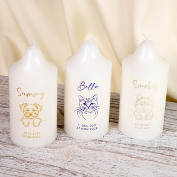 Personalized Pet Memorial Candle, Custom Gold Foil Keepsake