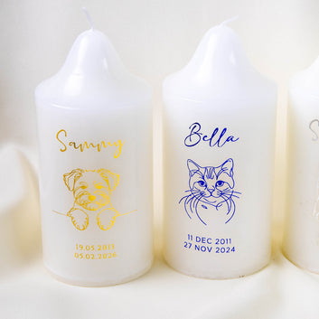 Personalized Pet Memorial Candle, Custom Gold Foil Keepsake