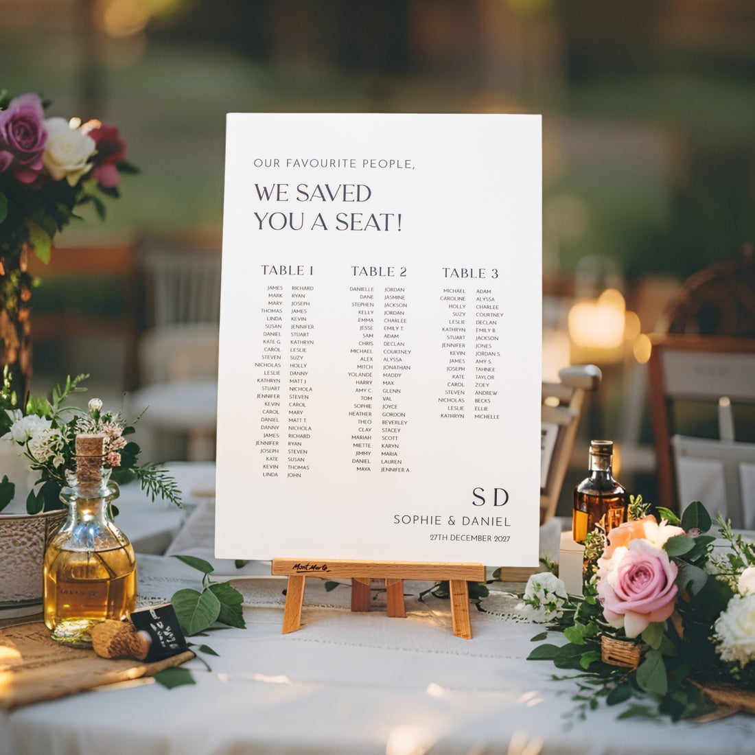 Printed Wedding Seating Chart | White Portrait