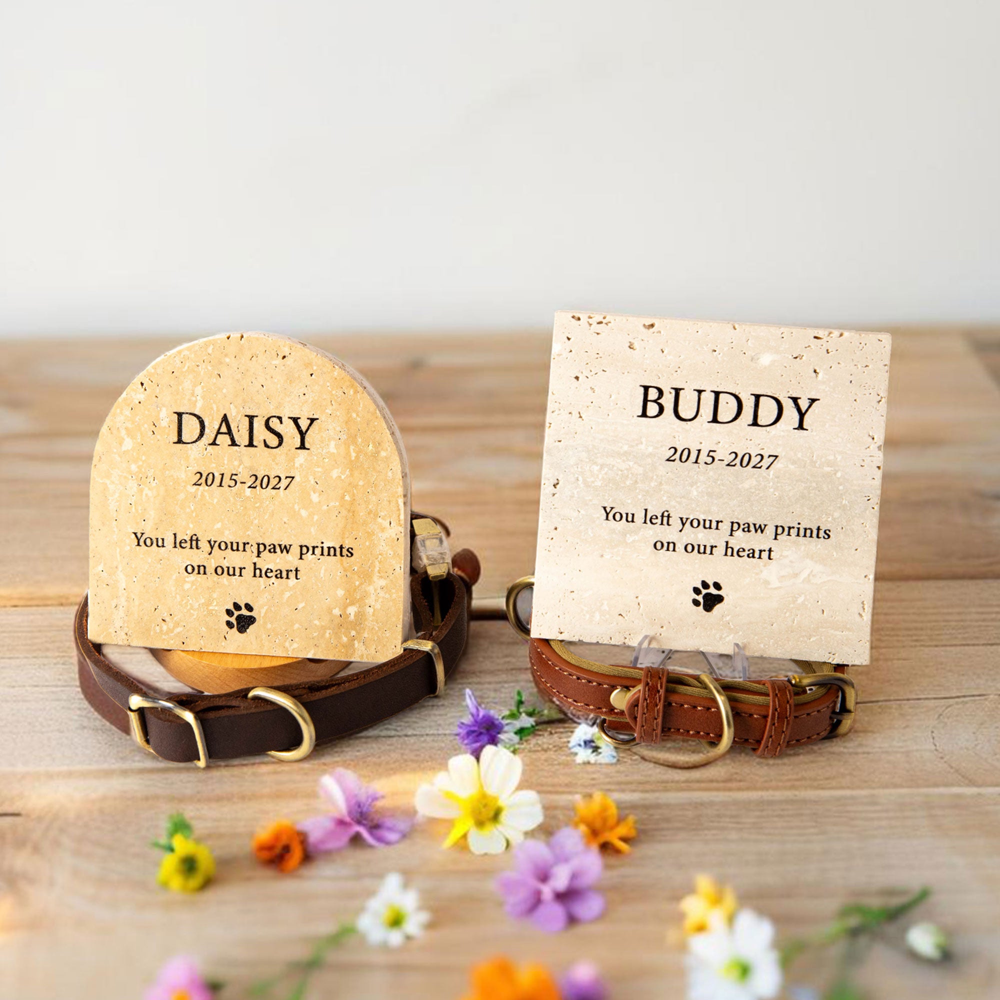 Personalised Travertine Stone Pet Memorial Plaque, Memorial Stones for a dog