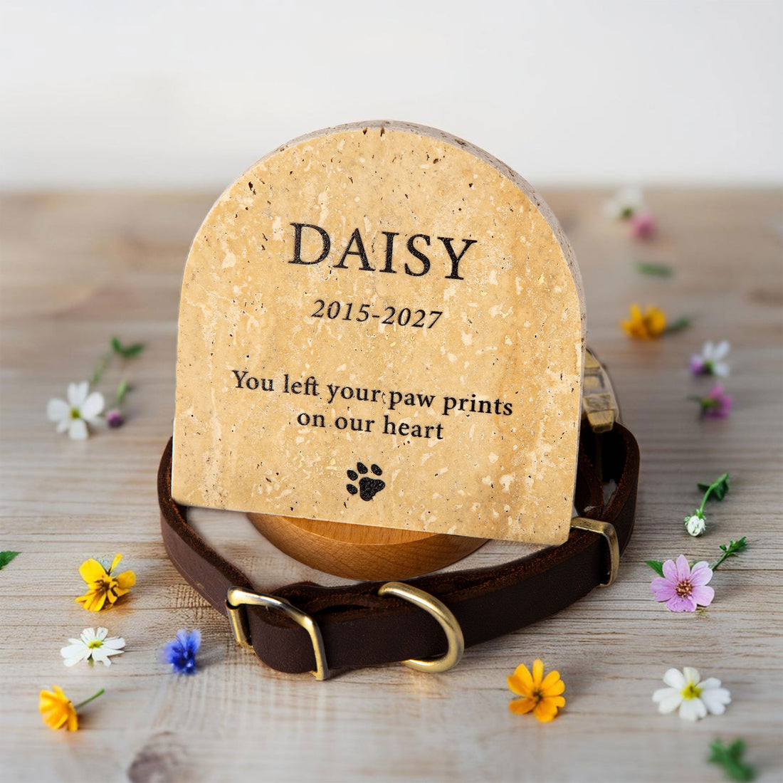 Personalised Travertine Stone Pet Memorial Plaque, Memorial Stones for a dog