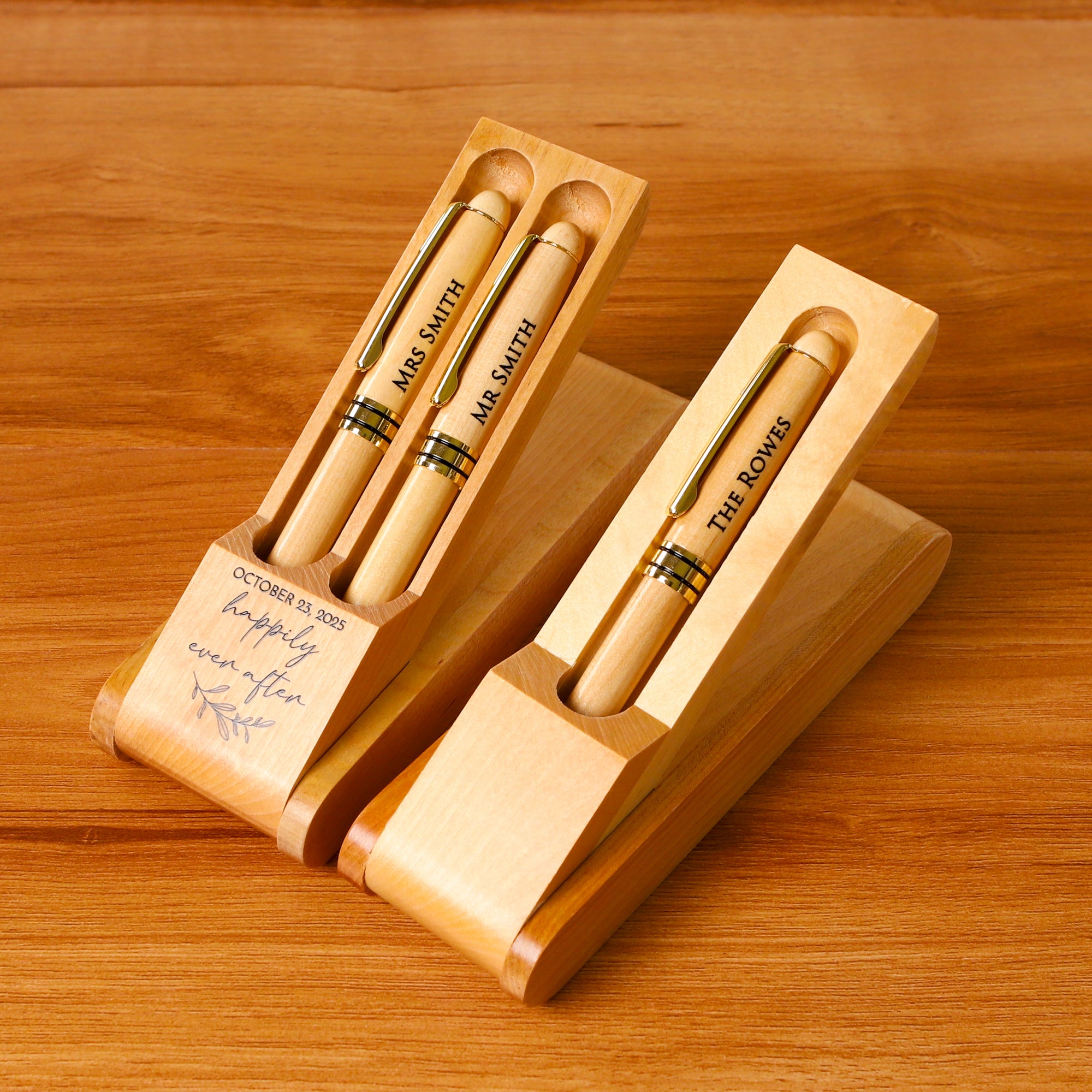 Personalised Wooden Pen Set, Laser Engraved