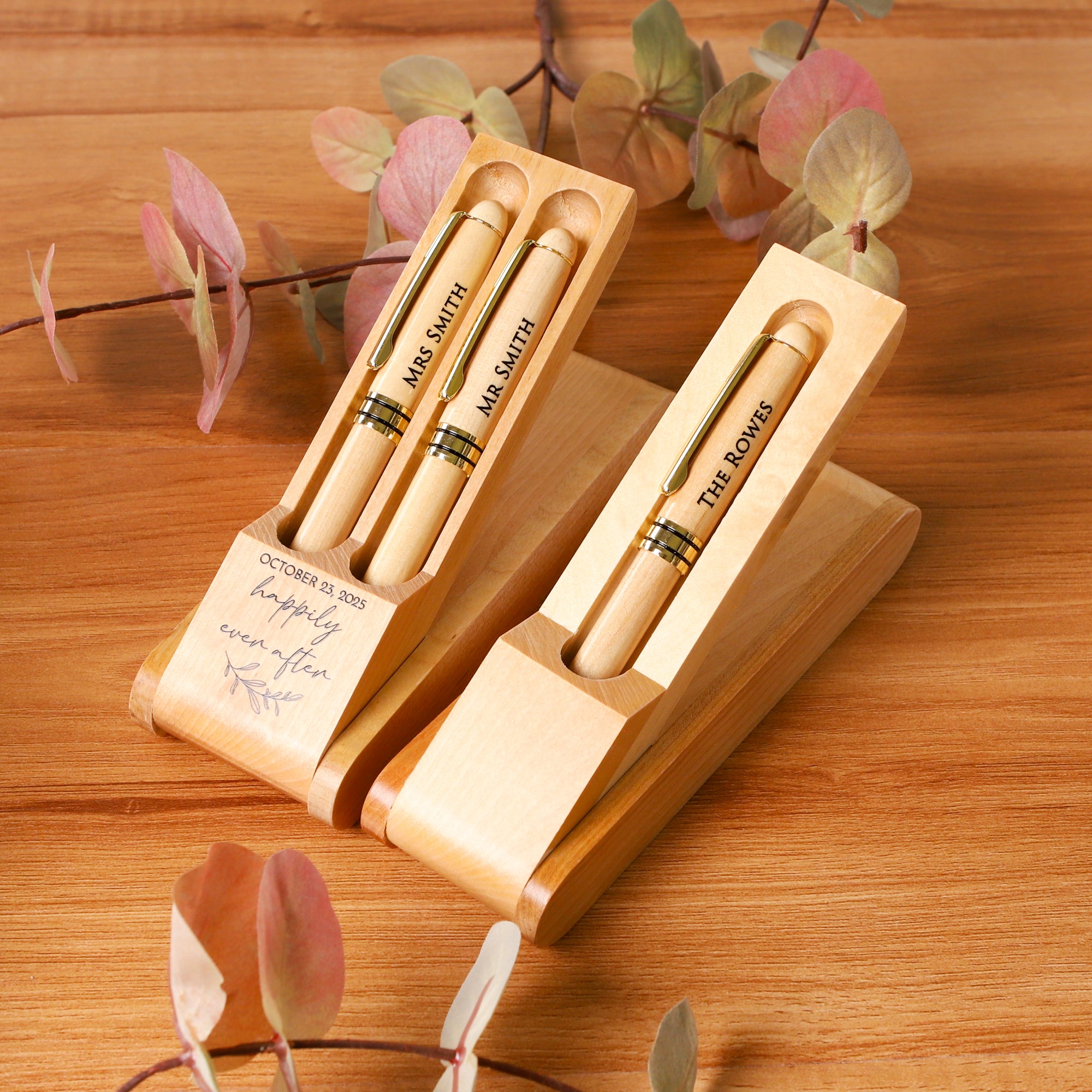 Personalised Wooden Pen Set, Laser Engraved