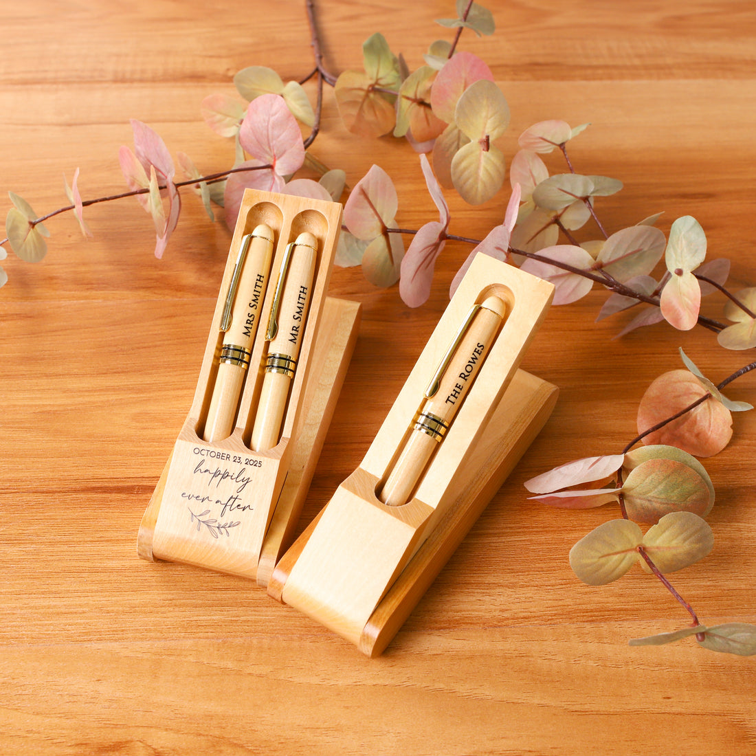 Personalised Wooden Pen Set, Laser Engraved