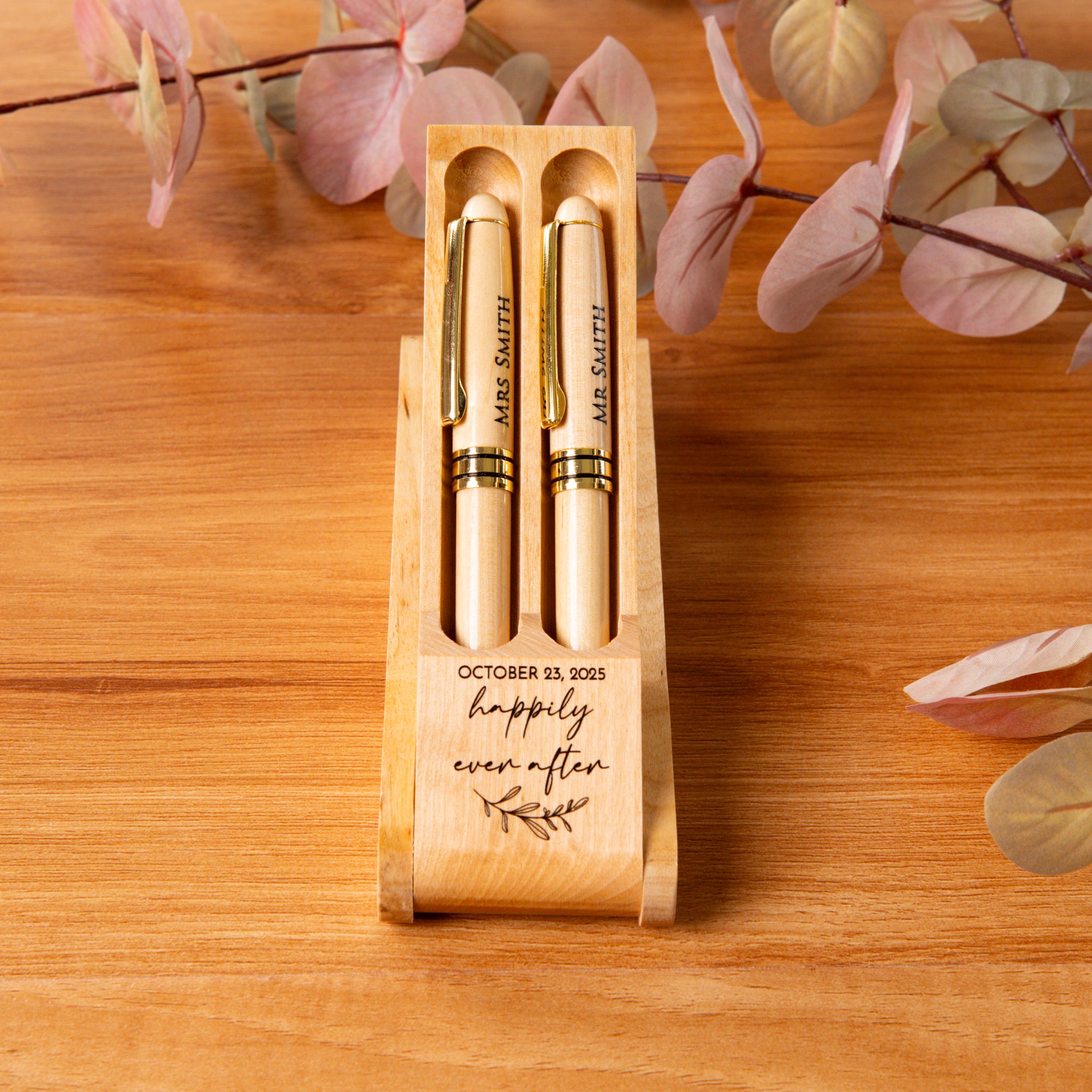 Personalised Wooden Pen Set, Laser Engraved