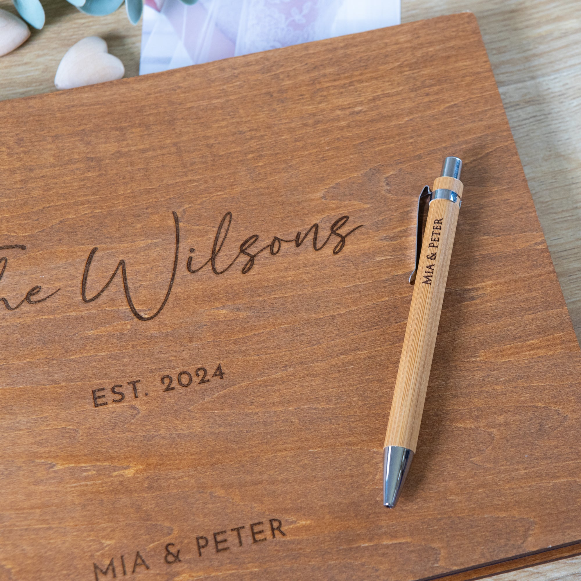 Engraved Wedding Guest Book – Custom Names & Date, Lasting Keepsake
