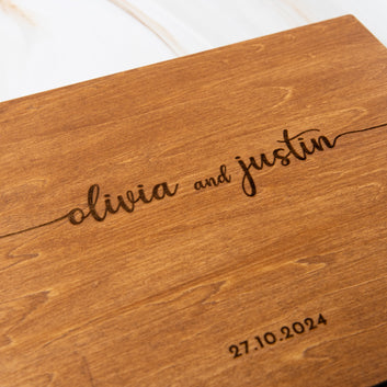 Personalised Wooden Wedding Guest Book, Laser Engraved Custom Book