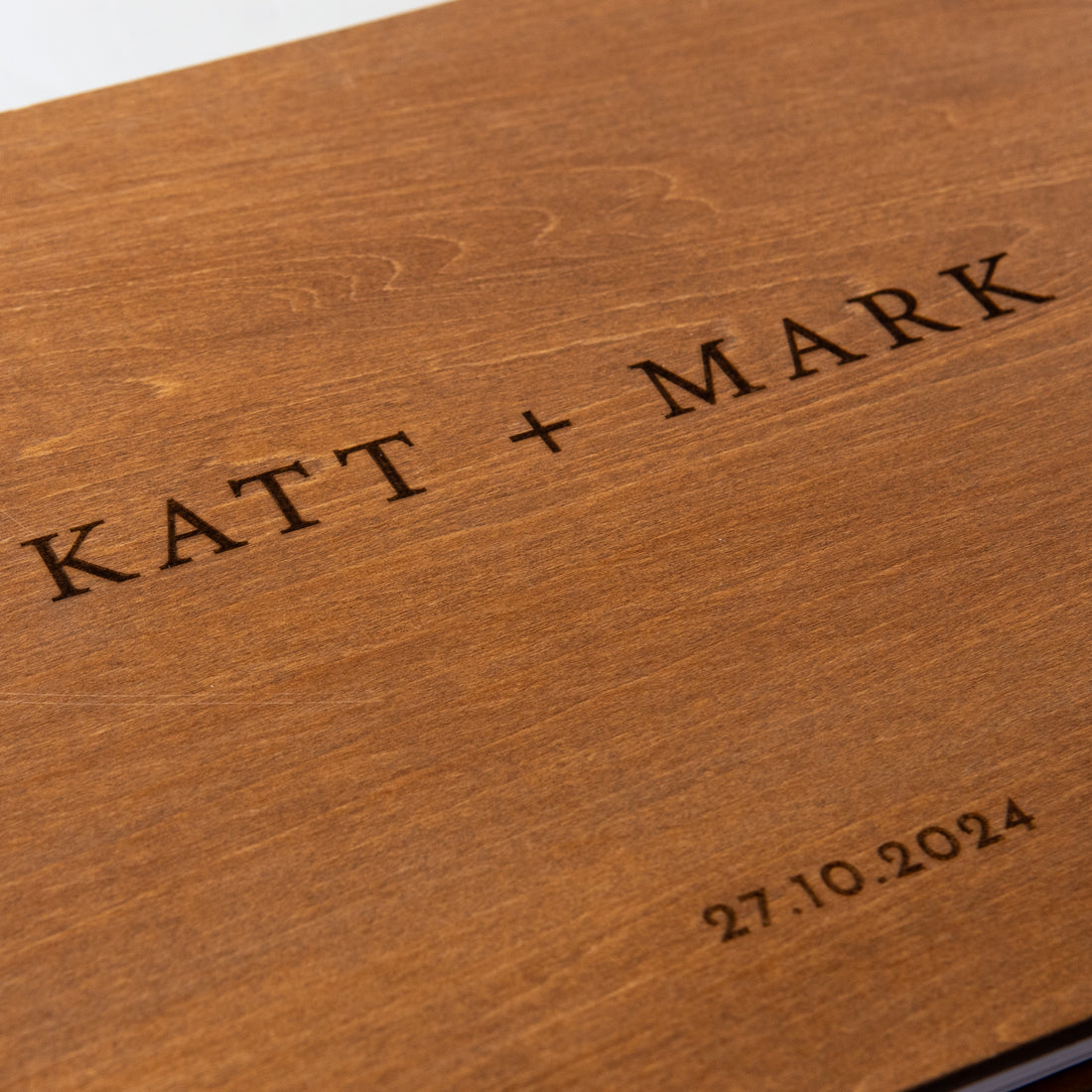 Personalised Wooden Wedding Guest Book with a photo and flower