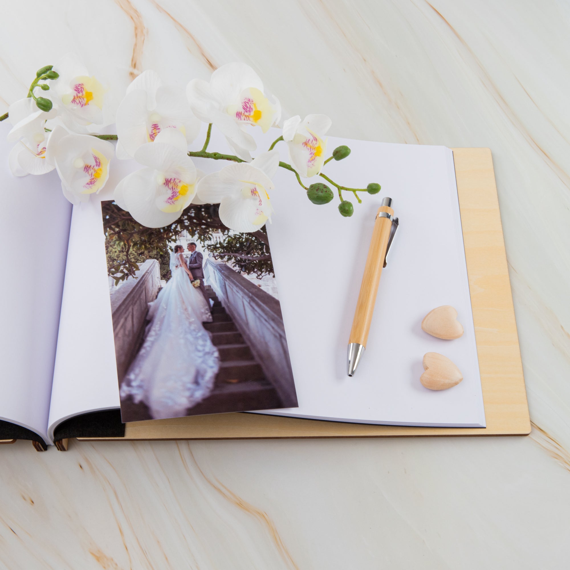 Luxury Personalised Wedding Guest Book – Premium Wood & Custom Engrave