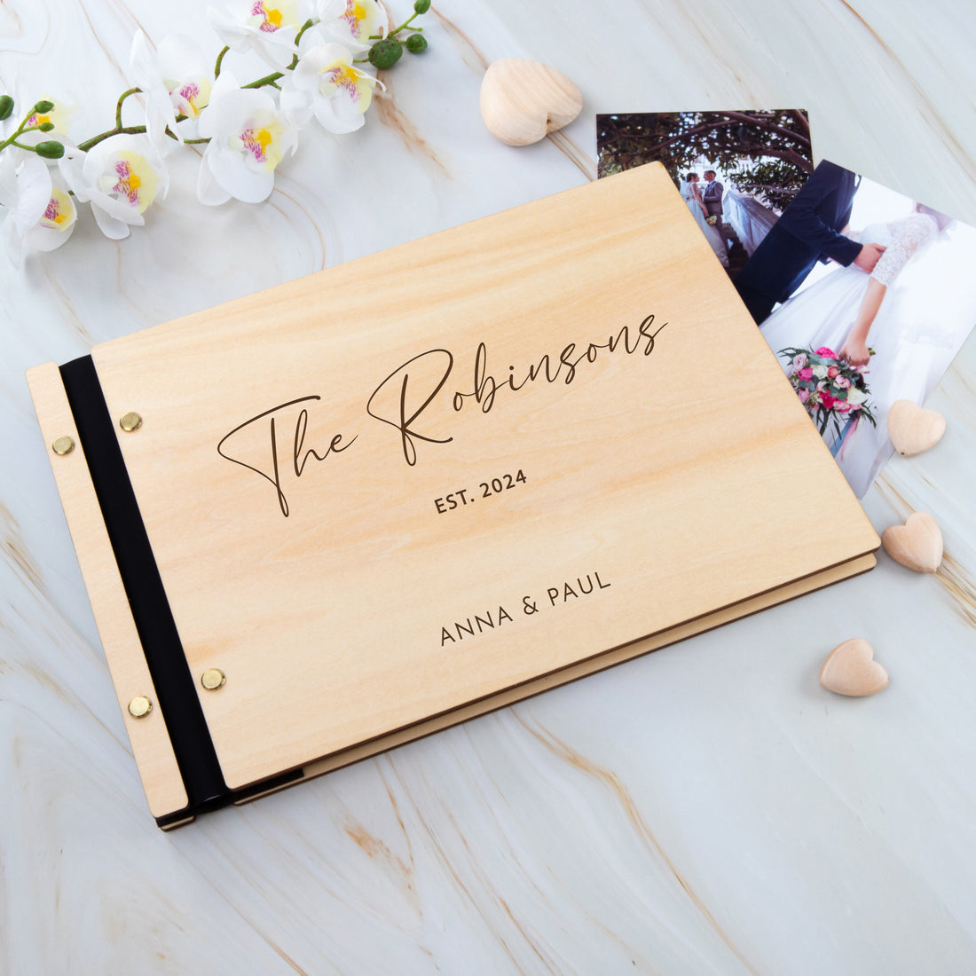 Personalised Wooden Wedding Guest Book, Australian Wedding and Engagement Party