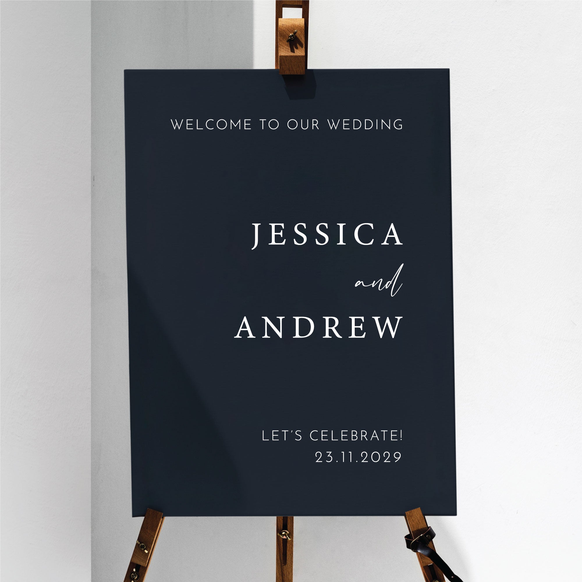 Printed Wedding Welcome sign | Black Portrait