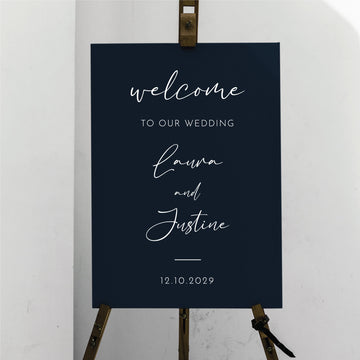 Printed Wedding Welcome sign | Black Portrait