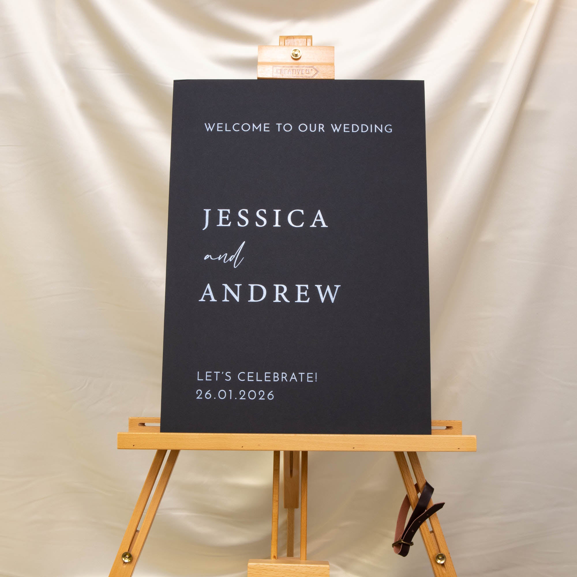 Printed Wedding Welcome sign | Black Portrait