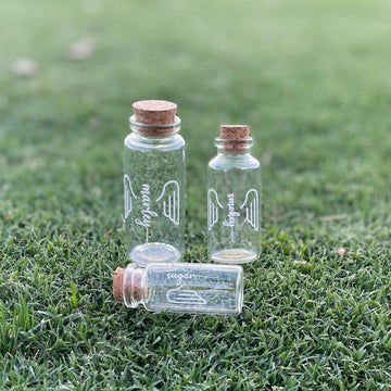 Personalised Memorial Glass Bottle with Cork – Laser Engraved Dog Name & Wings
