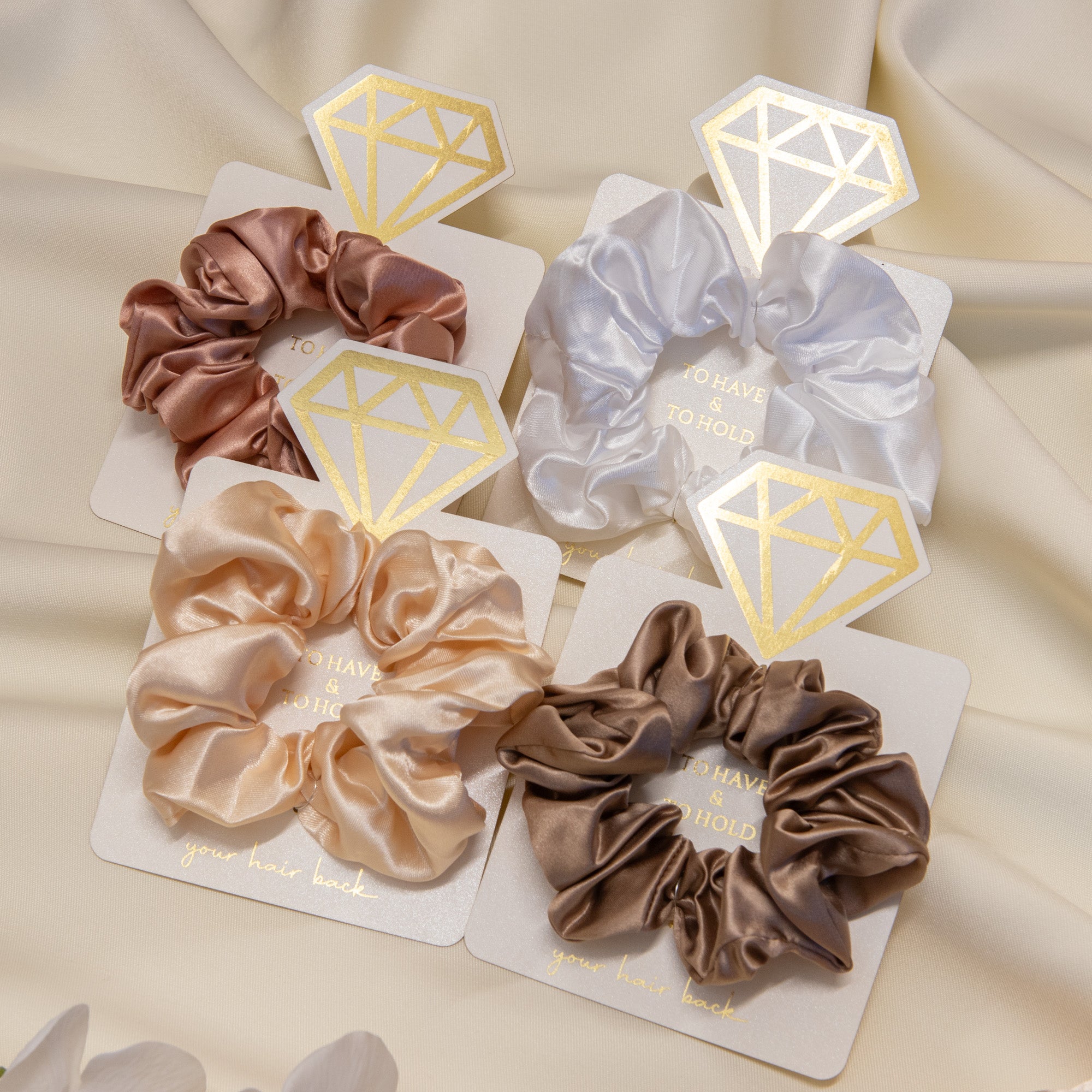 Bridesmaid Scrunchie – Satin or Mulberry Silk - Personalised wedding gift - Younique Gifts Melbourne