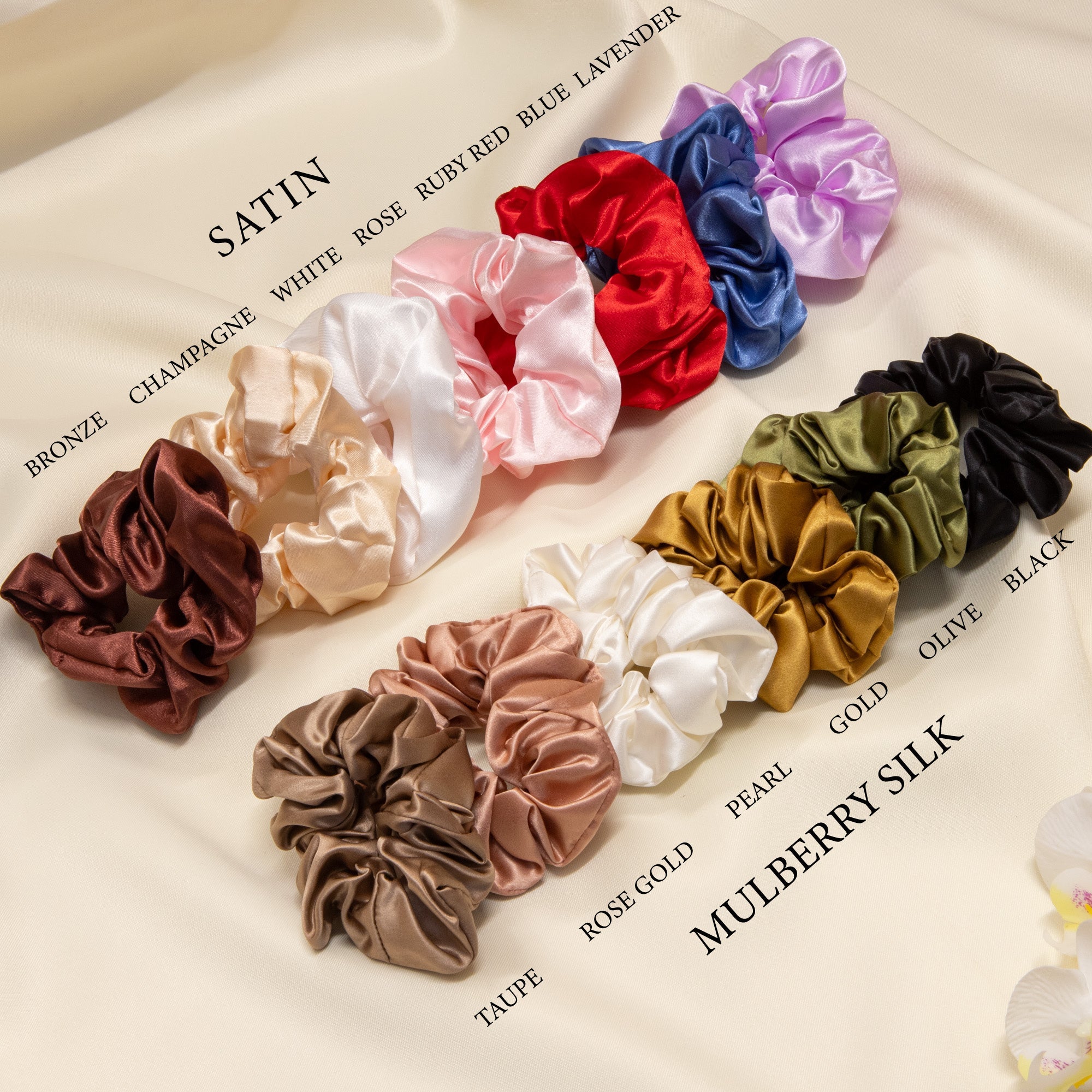 Bridesmaid Scrunchie – Satin or Mulberry Silk - Personalised wedding gift - Younique Gifts Melbourne