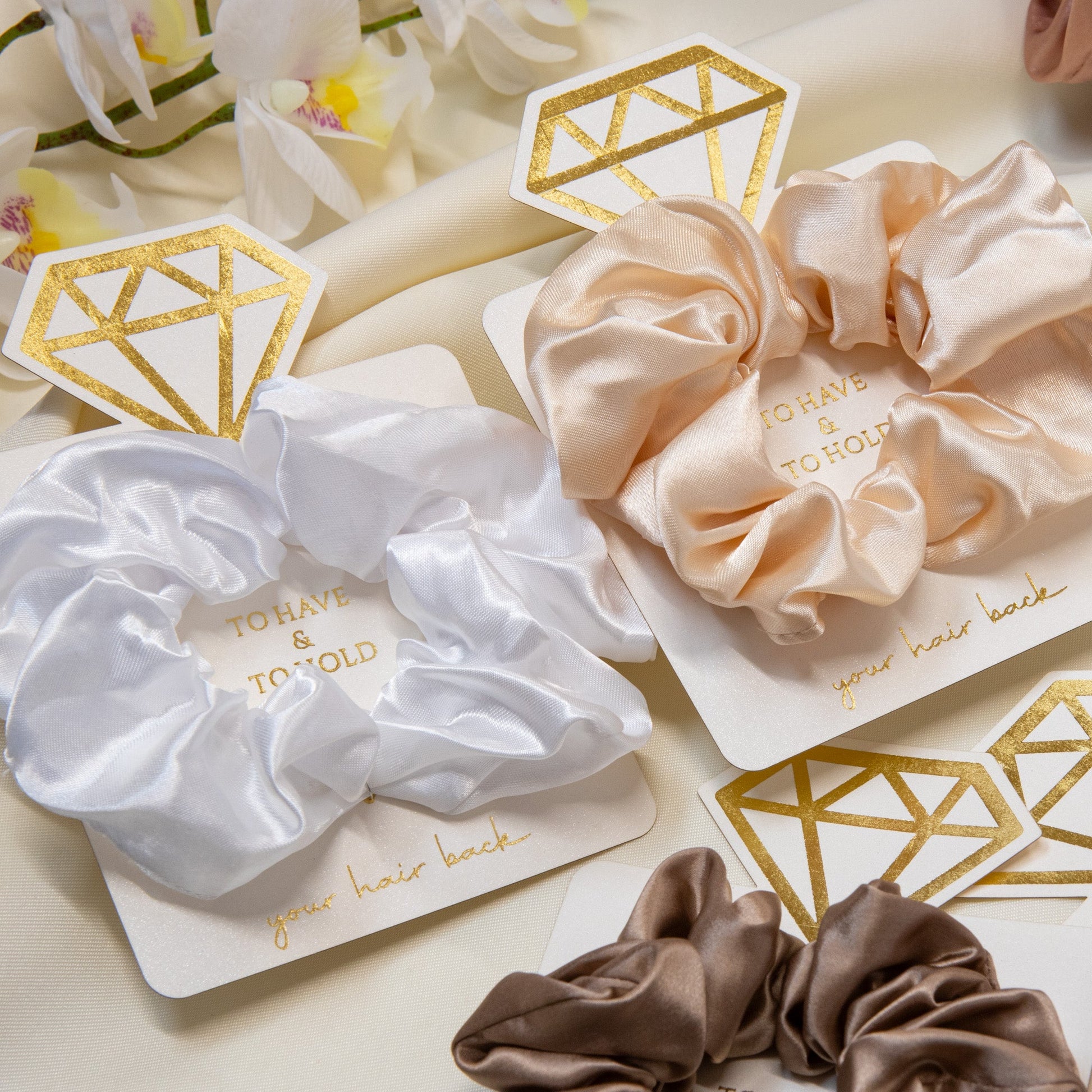 Bridesmaid Scrunchie – Satin or Mulberry Silk - Personalised wedding gift - Younique Gifts Melbourne
