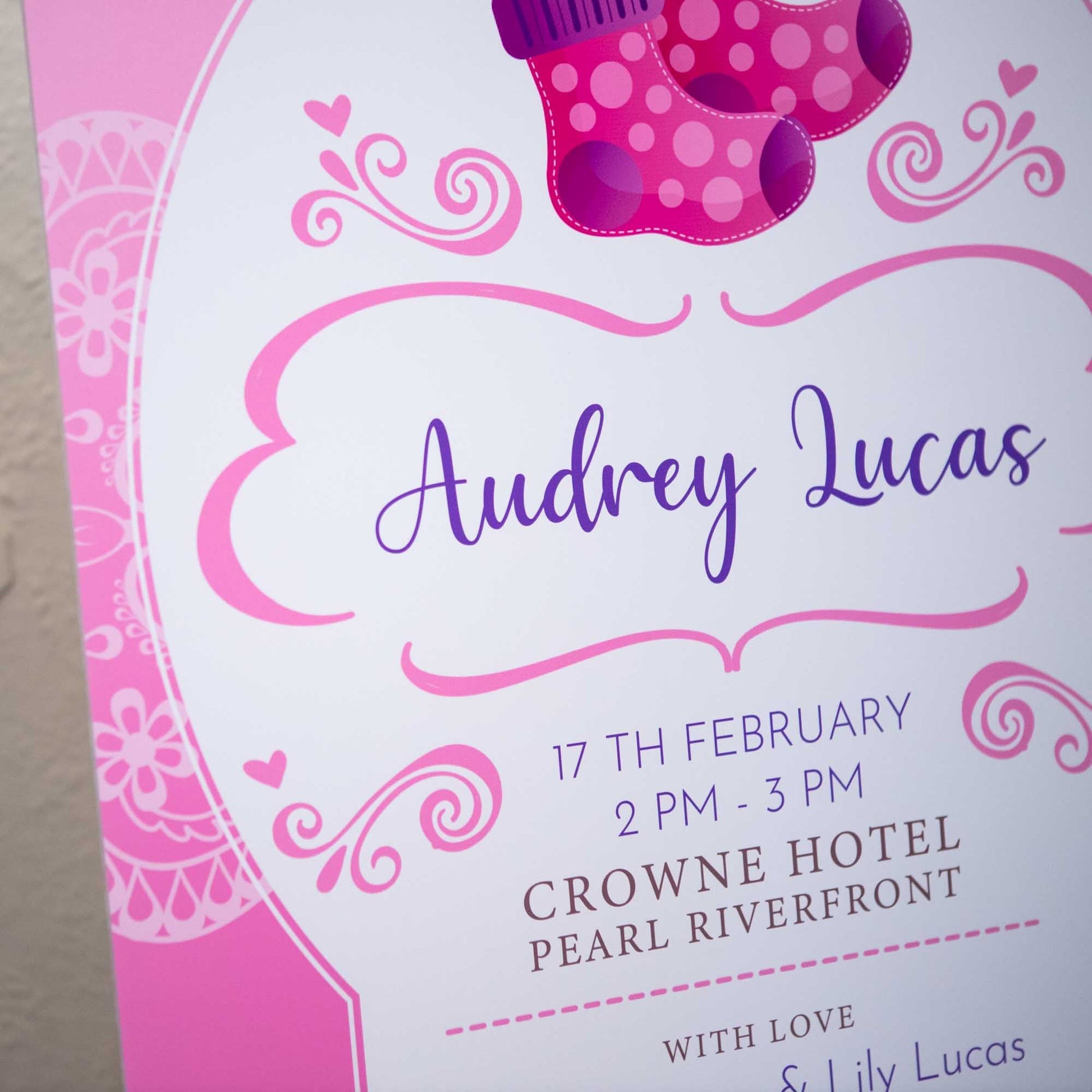 Custom Foam Board Display - Personalised Baby Shower Welcome Sign - Personalised welcome sign - Younique Gifts Melbourne