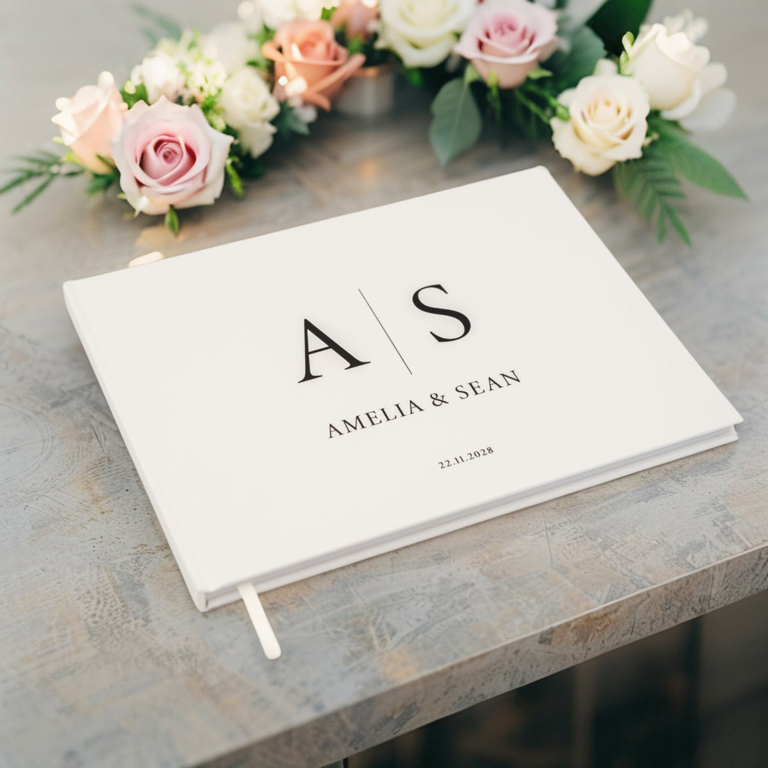 Custom Wedding Guest Book – Personalised Cover with Couple’s Names - Personalised Guest book - Younique Gifts Melbourne