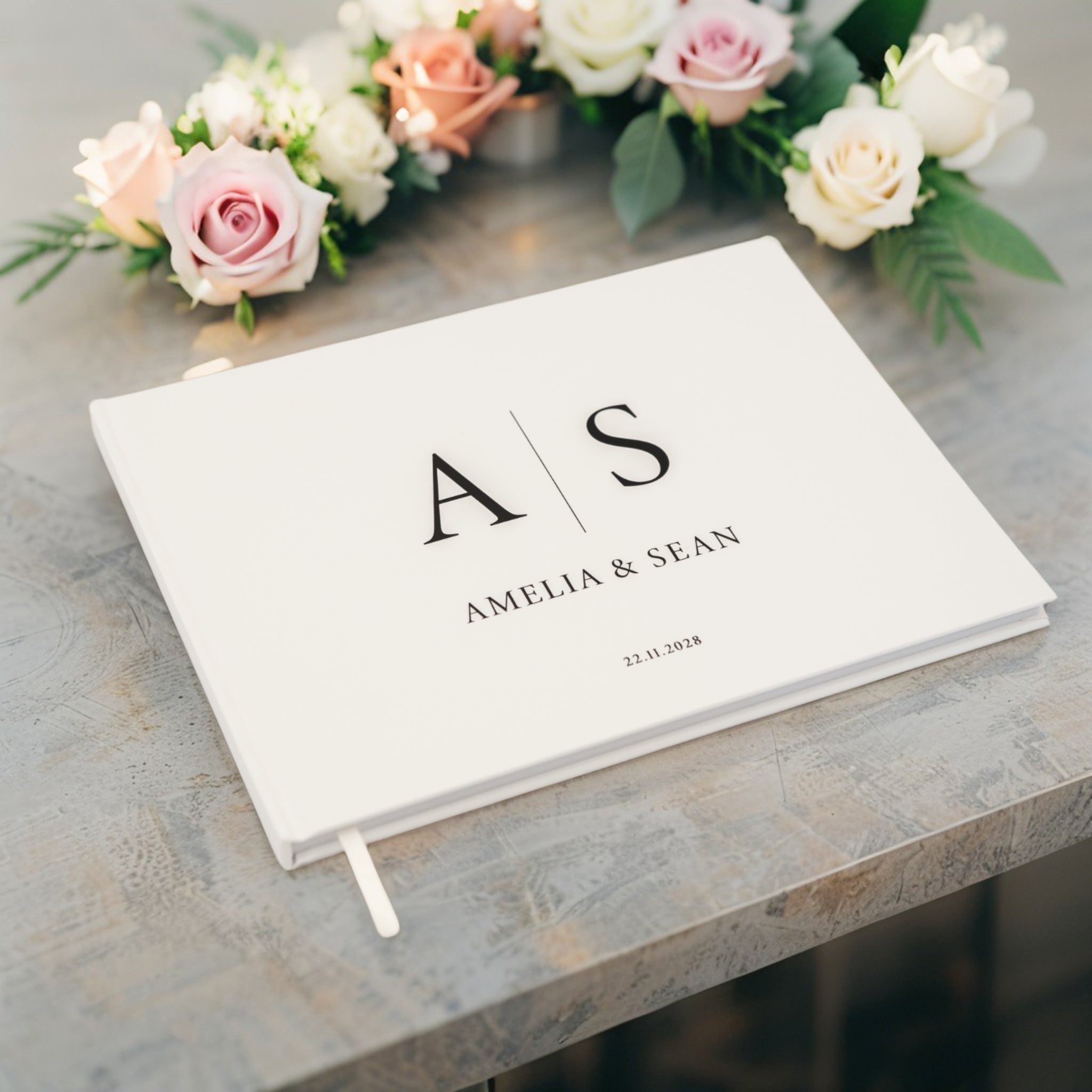 Custom Wedding Guest Book – Personalised Cover with Couple’s Names - Personalised Guest book - Younique Gifts Melbourne