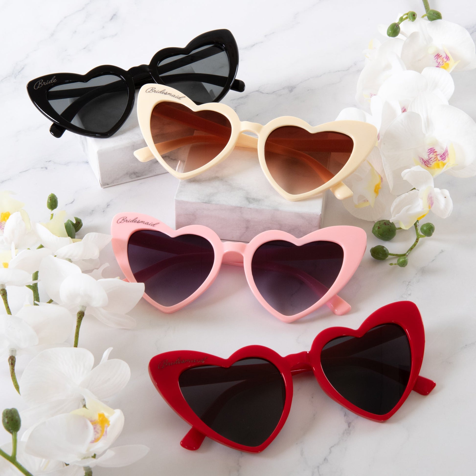 Customised Funky Sunglasses with Love Heart Shaped for Bridesmaid Party,Bachelorette party, Hens Party - Personalised wedding gift - Younique Gifts Melbourne