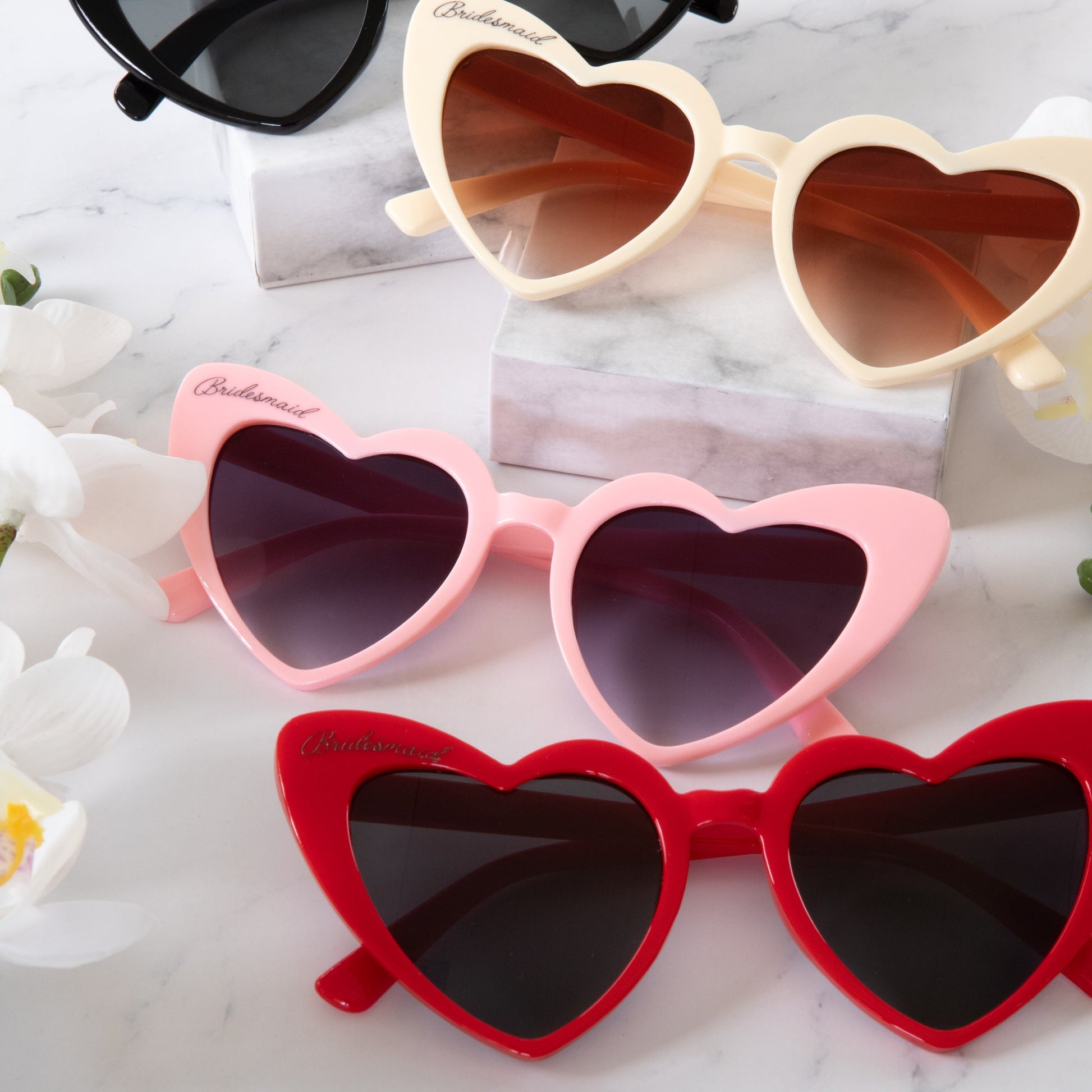 Customised Funky Sunglasses with Love Heart Shaped for Bridesmaid Party,Bachelorette party, Hens Party - Personalised wedding gift - Younique Gifts Melbourne