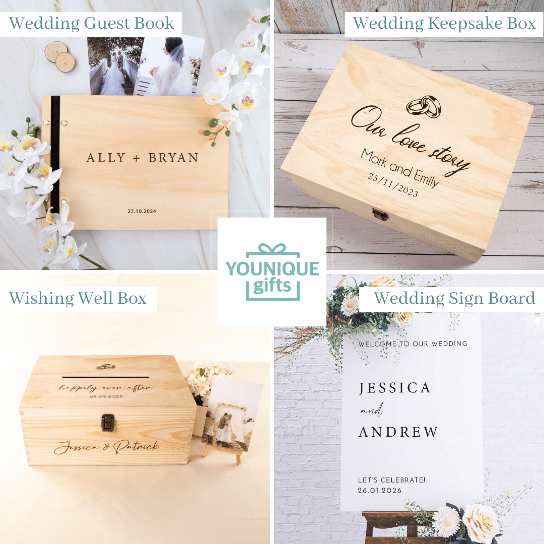 Elegant Wedding Guest Book – Personalised Names & Wedding Date - Personalised Guest book - Younique Gifts Melbourne