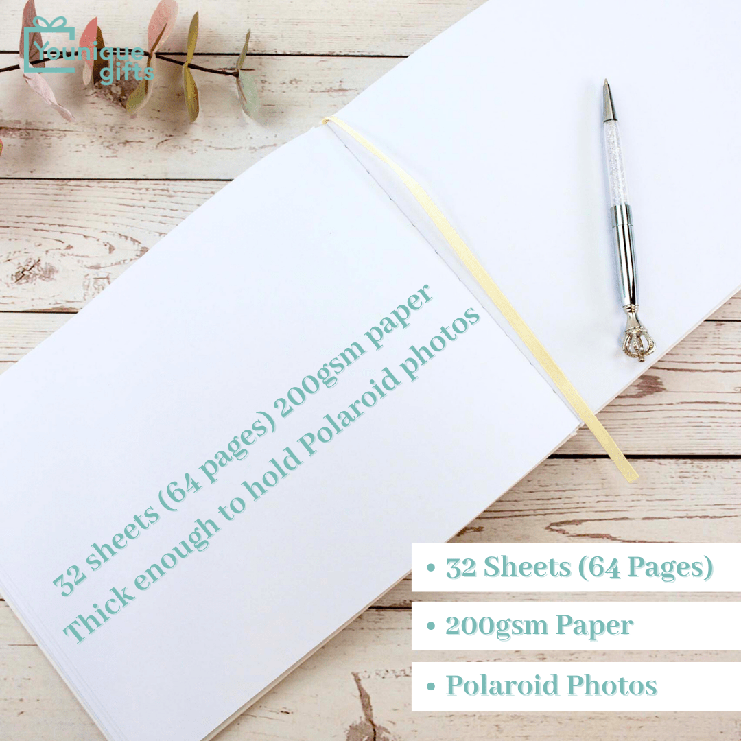 Elegant Wedding Guest Book – Personalised Names & Wedding Date - Personalised Guest book - Younique Gifts Melbourne