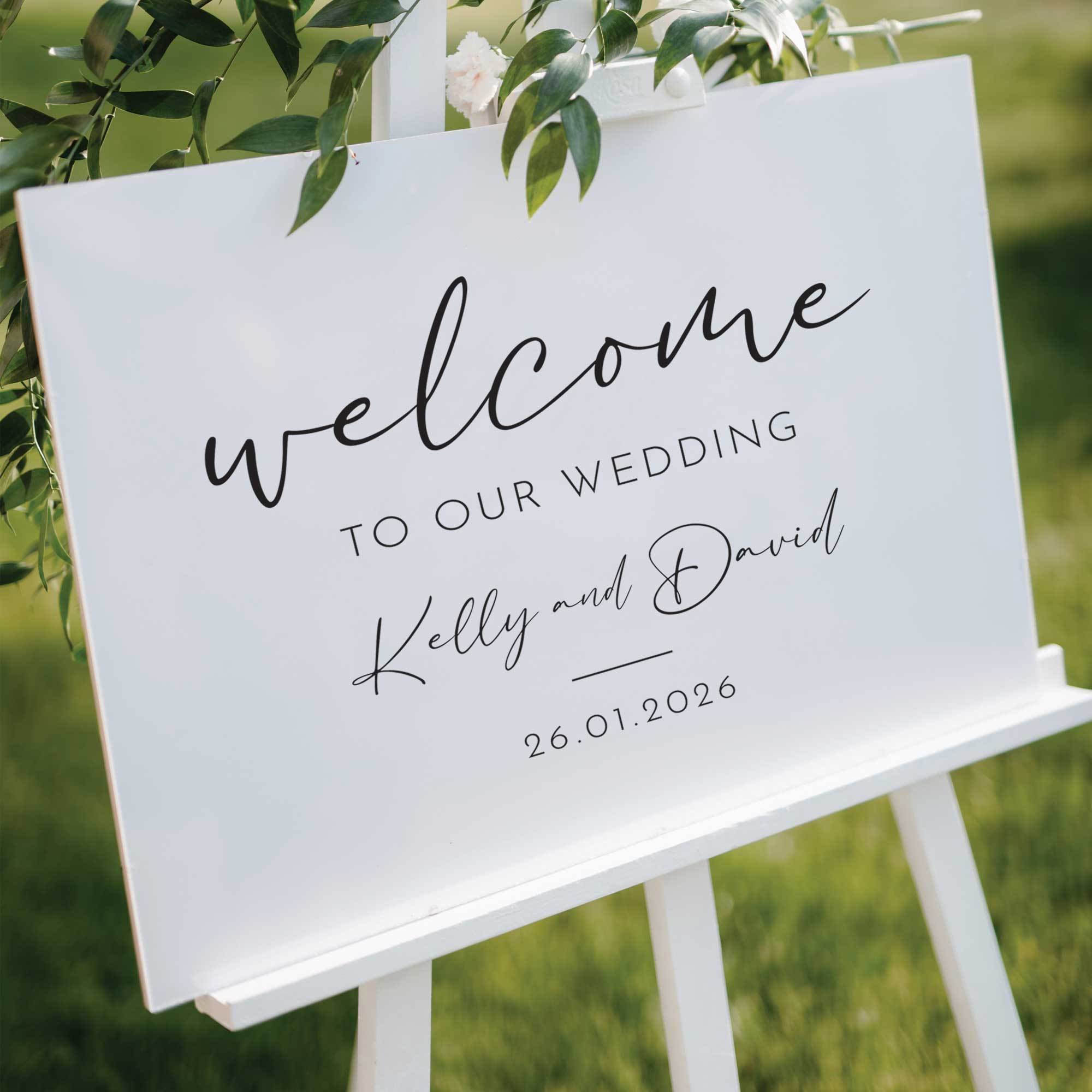 Printed Wedding Welcome sign | White Landscape