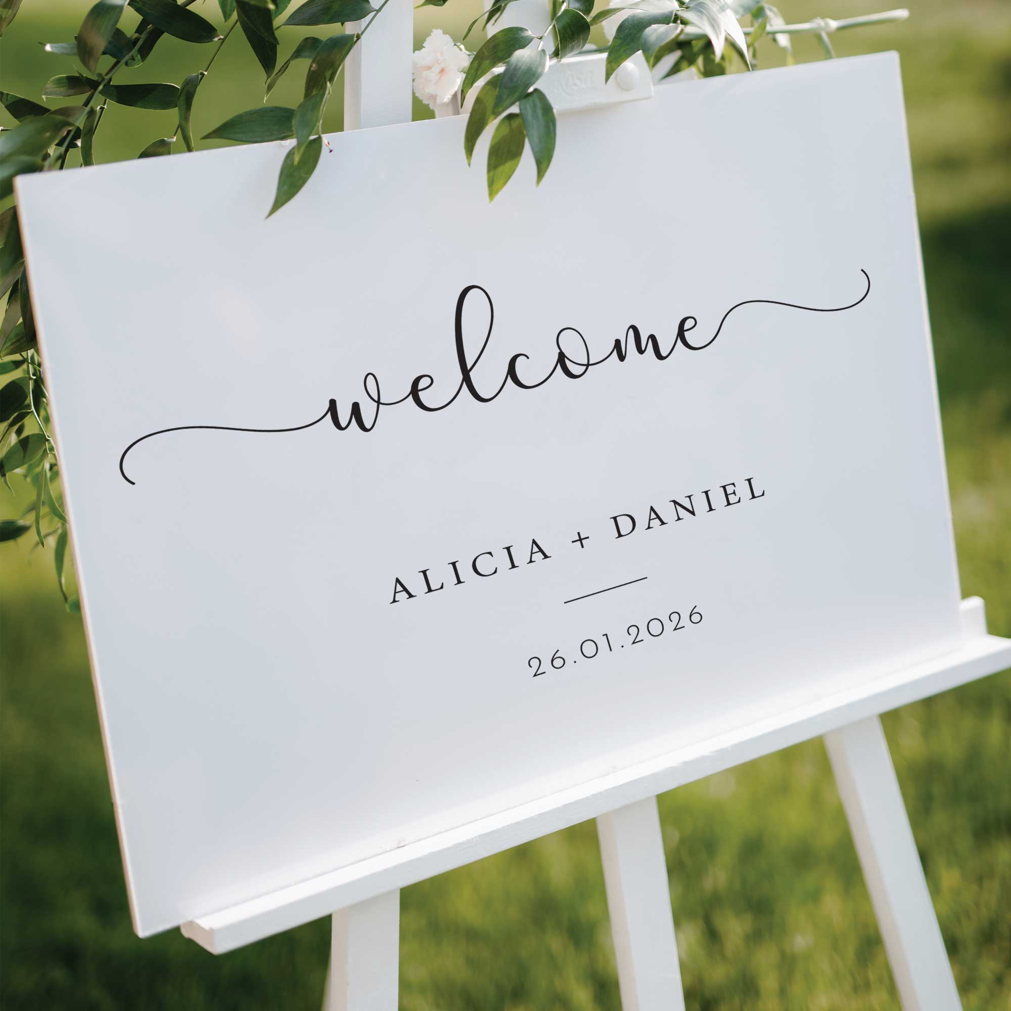 Printed Wedding Welcome sign | White Landscape