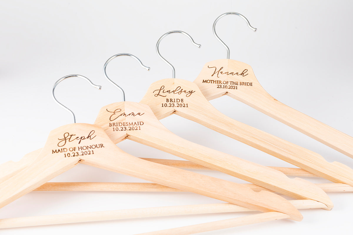 Personalised Laser Engraved Wooden Coat Hanger, Bridesmaid Gift