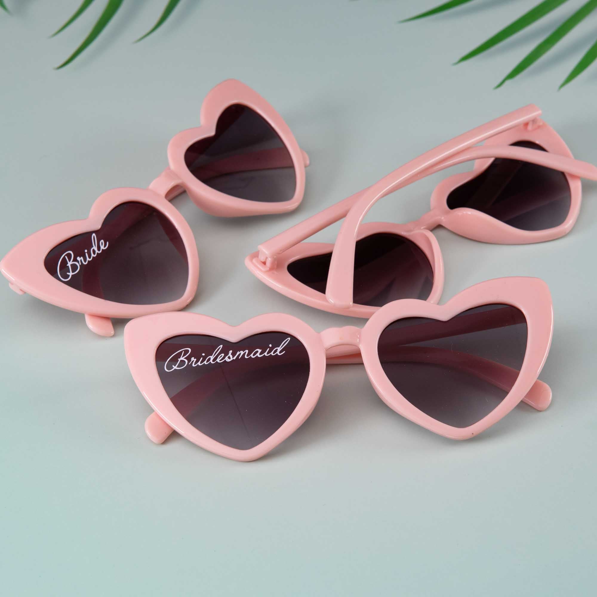 Personalised heart shaped sunglasses, Bridesmaid gift and wedding party