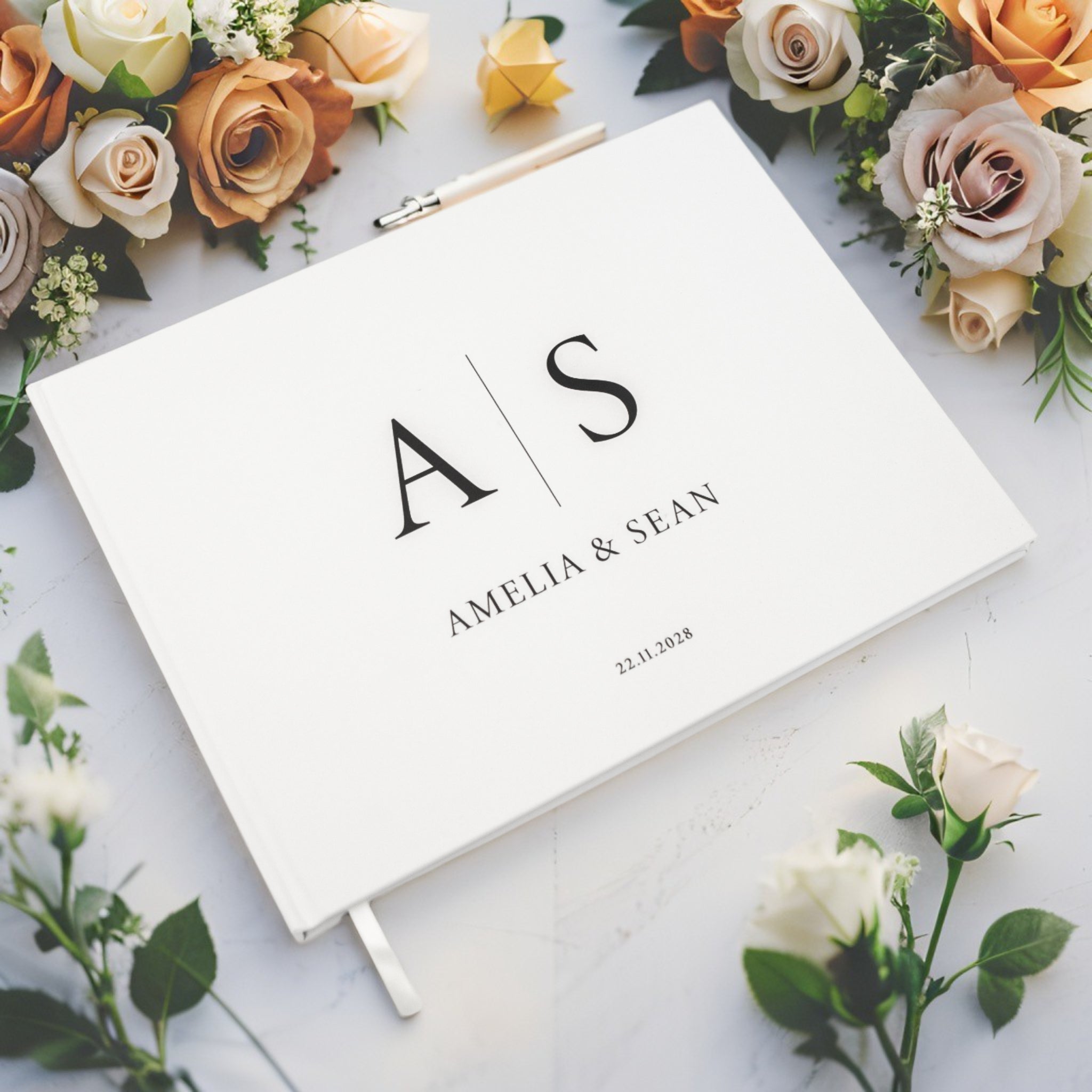 Custom Wedding Guest Book – Personalised Cover with Couple’s Names