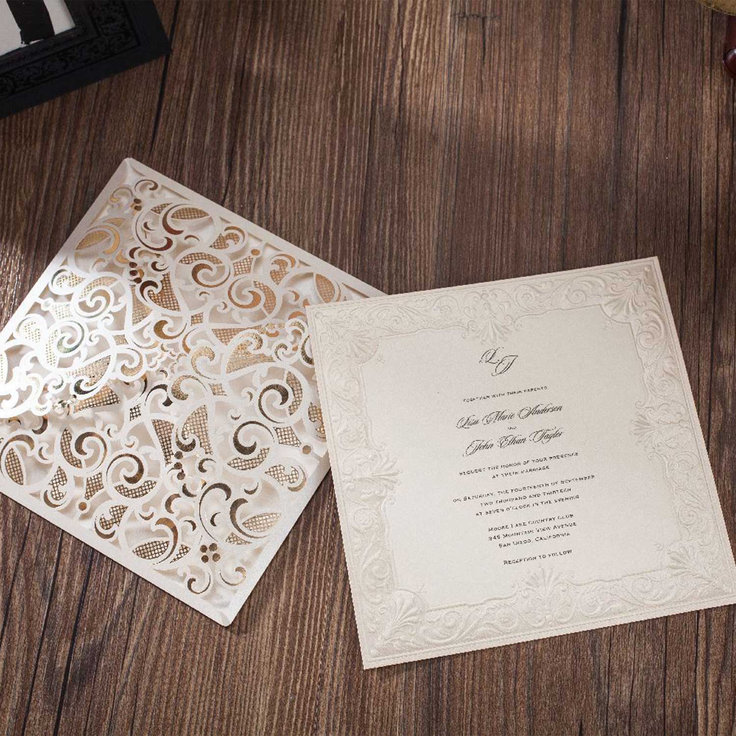 Laser cut wedding invitations - CW6109 - Personalised Invitations - Younique Gifts Melbourne