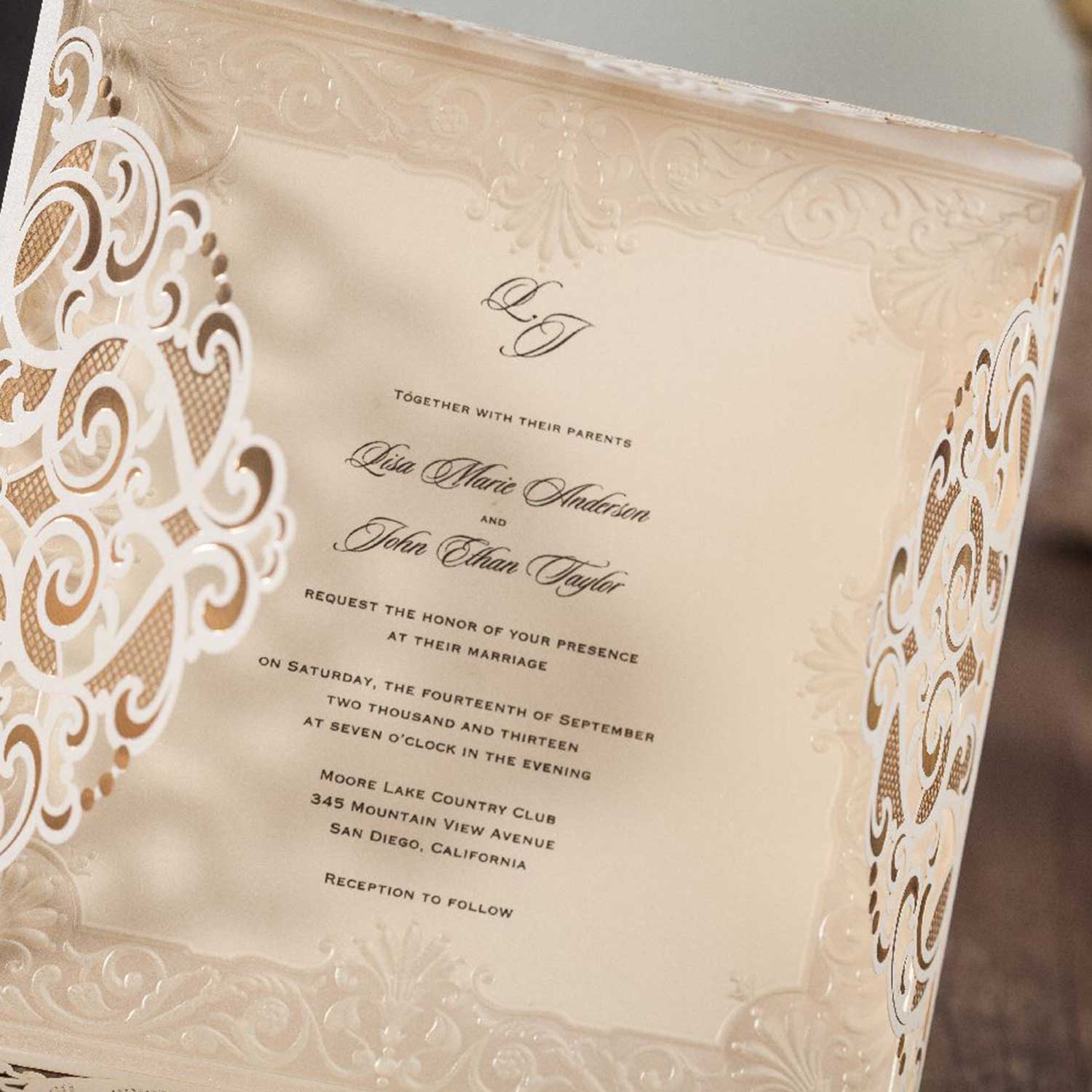 Laser cut wedding invitations - CW6109 - Personalised Invitations - Younique Gifts Melbourne