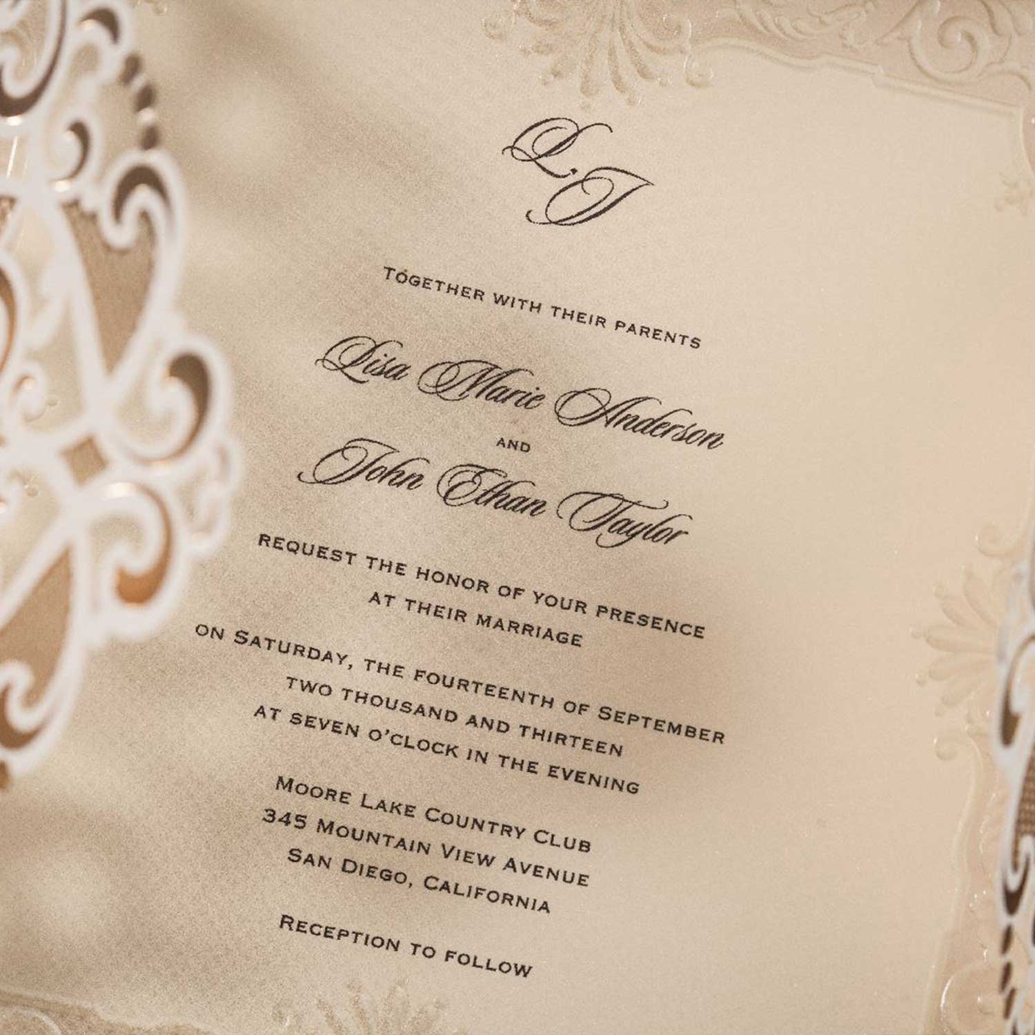 Laser cut wedding invitations - CW6109 - Personalised Invitations - Younique Gifts Melbourne