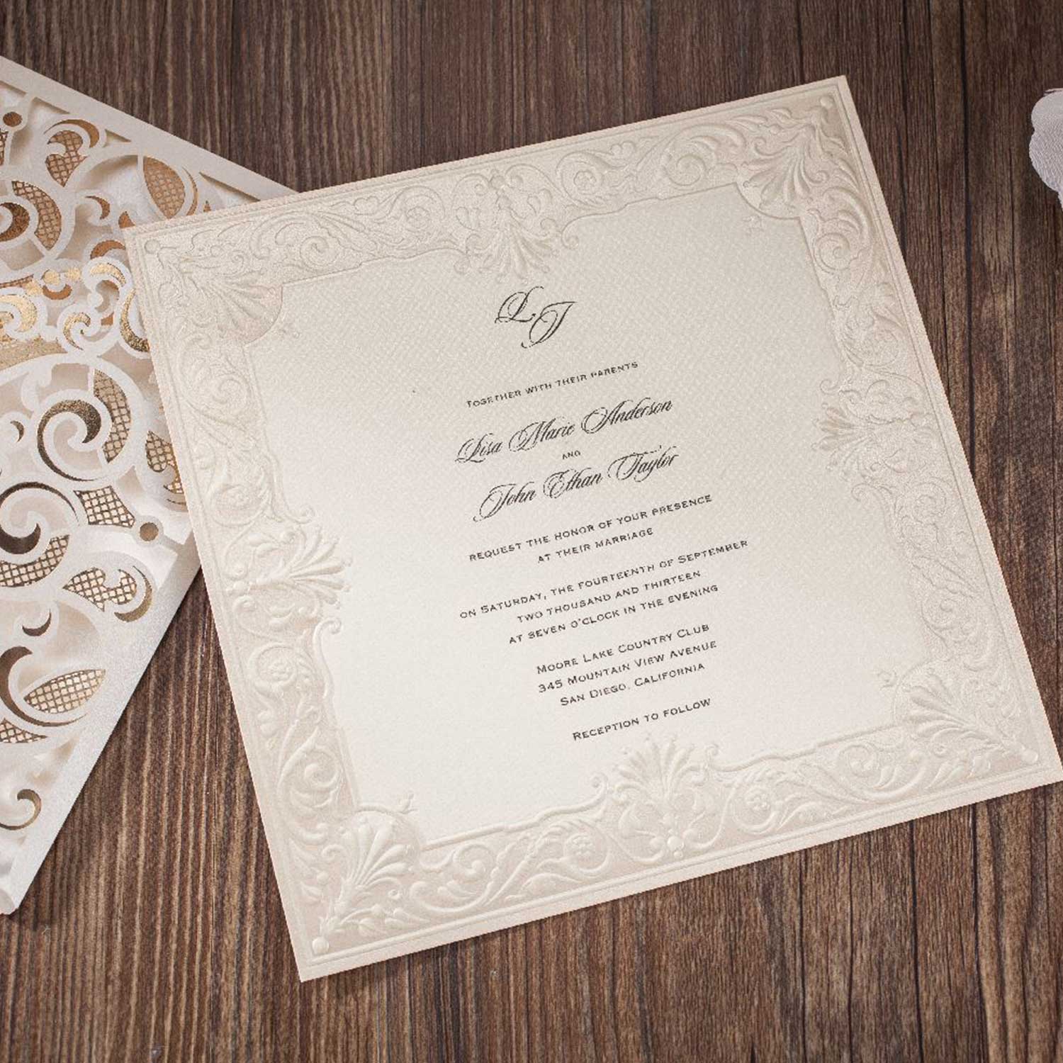 Laser cut wedding invitations - CW6109 - Personalised Invitations - Younique Gifts Melbourne