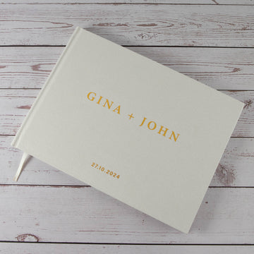 Luxury Personalised Wedding Guest Book – Premium Cover & Gold Texts - Personalised Guest book - Younique Gifts Melbourne