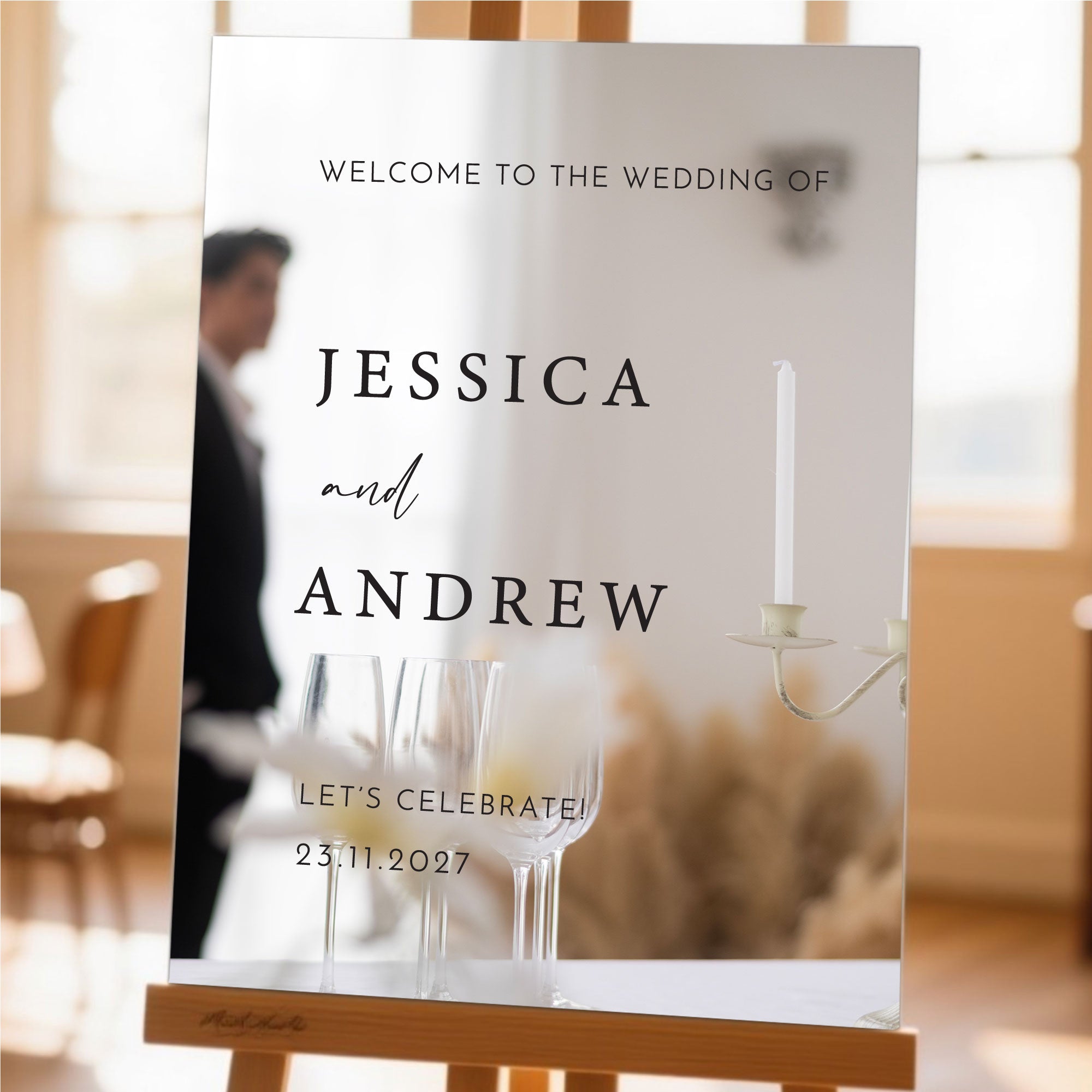 Printed Wedding Welcome sign | Mirror Portrait